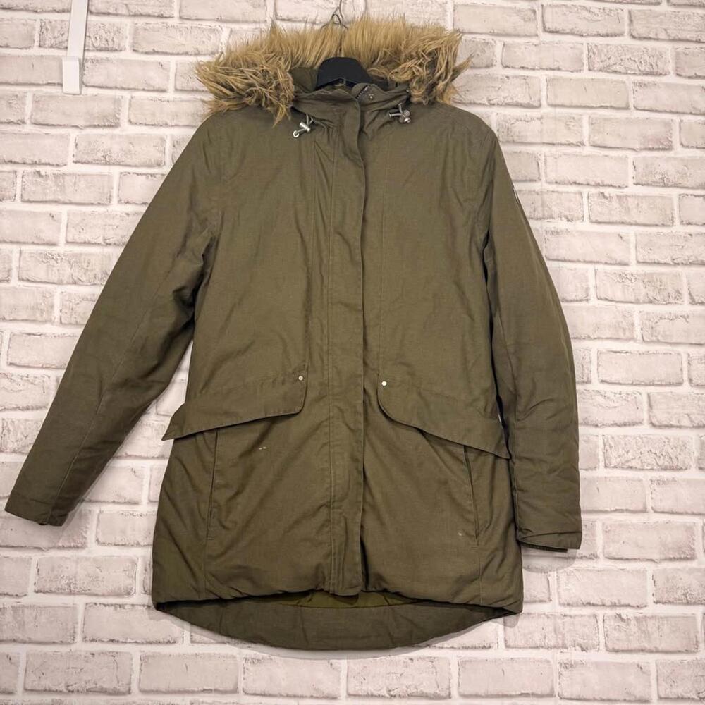 Helly‎ Hansen Faux Fur Hooded Jacket Women's S Khaki Green